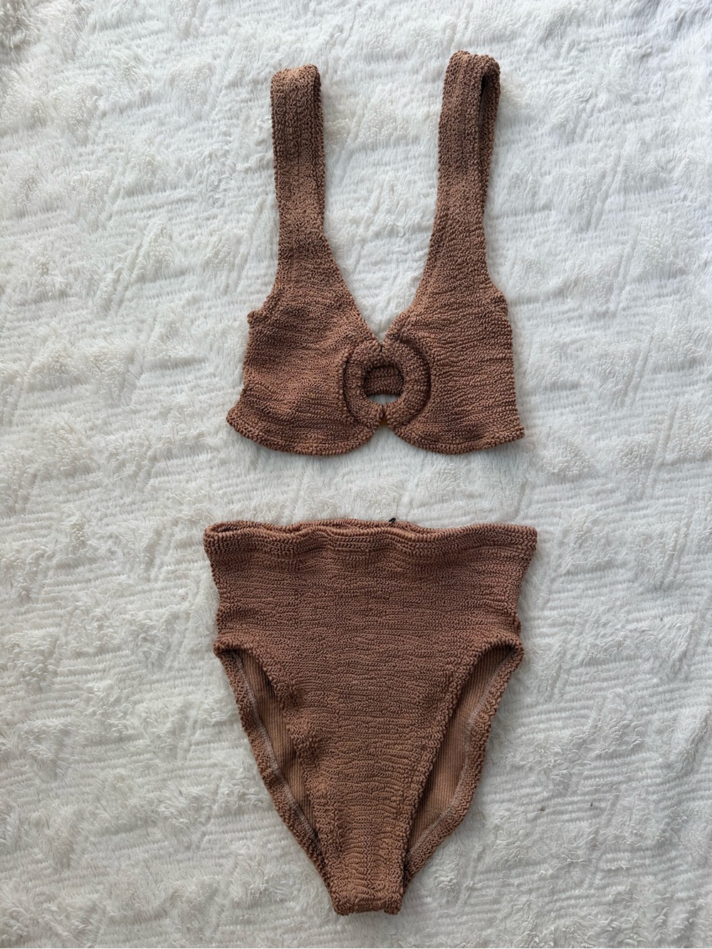 NWT Hunza G Nadine metallic cocoa  Bikini Set